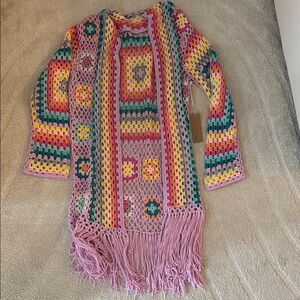 M/L Colorful Crochet Cardigan with tassels ✌️